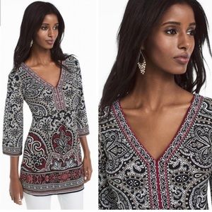 WHBM Three-Quarter Sleeve Paisley Printed Tunic